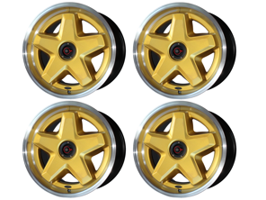 Jeu de roues speedART 18" style ATS monobloc et enjoliveur Or. Porsche 964 / 993 / 996 / 997.1 / 986 / 987 / 928